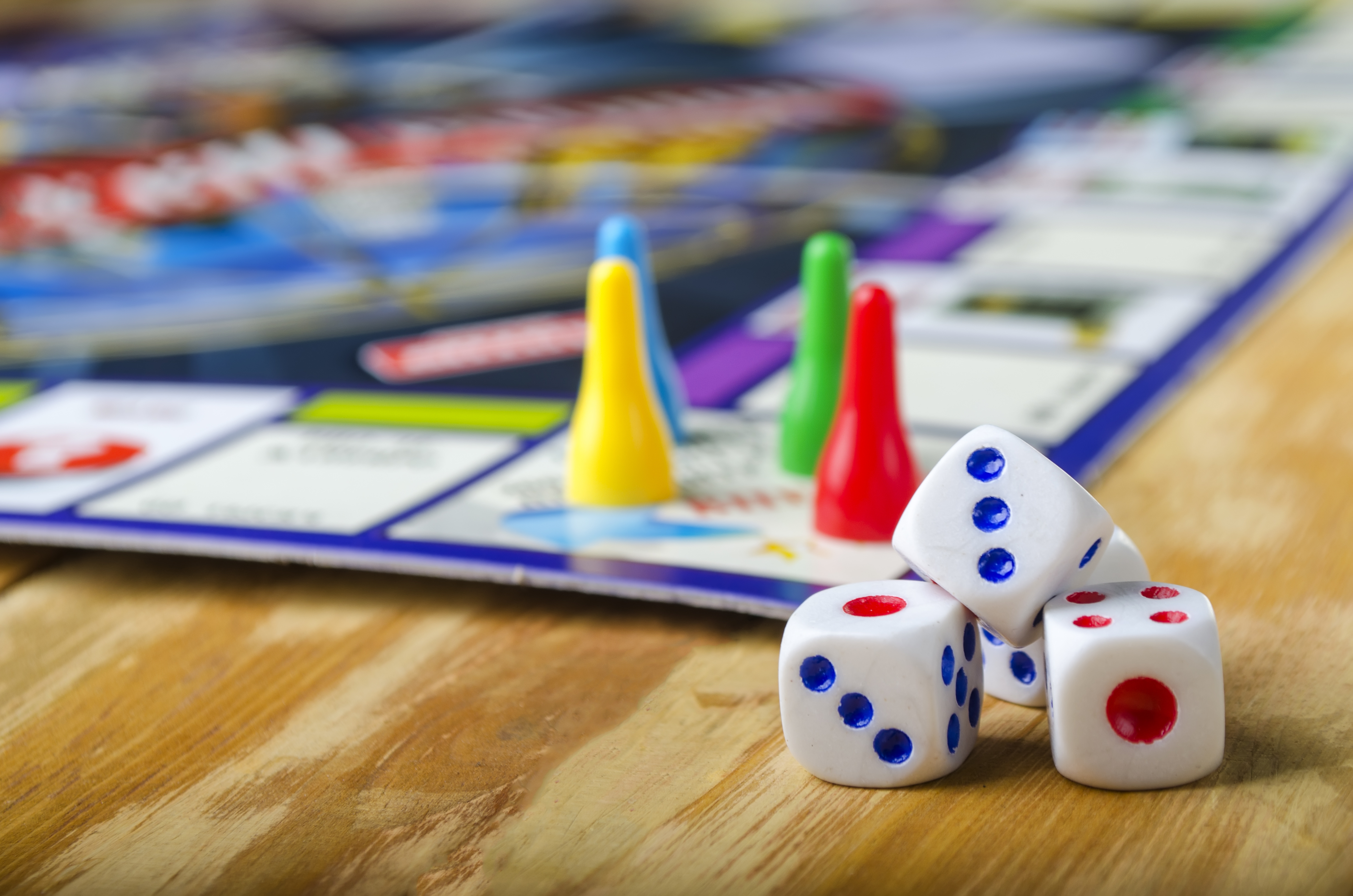 Board games and pieces on top of table