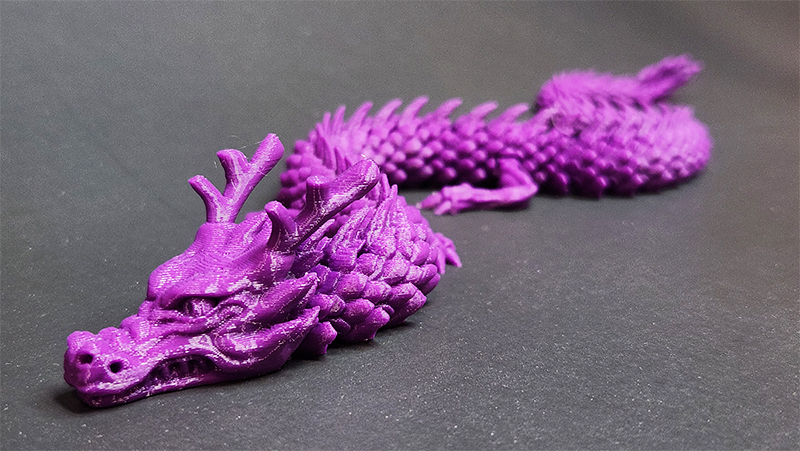 Purple 3D printed dragon