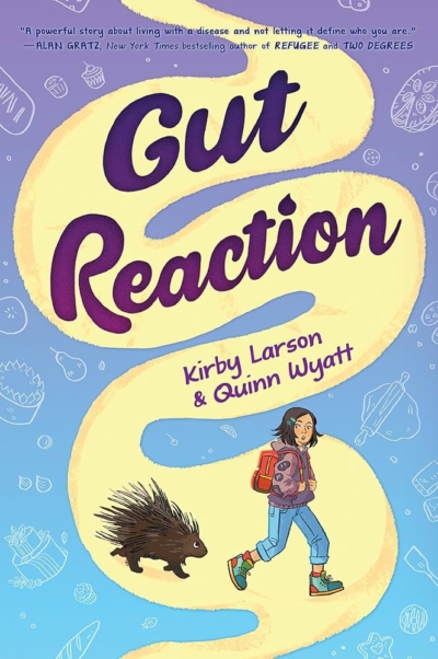 Gut Reaction book cover - girl followed by porcupine