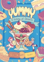 Yummy book cover - blue cover with illustrated desserts