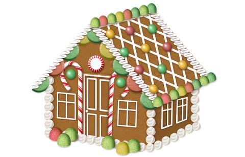 decorated gingerbread house