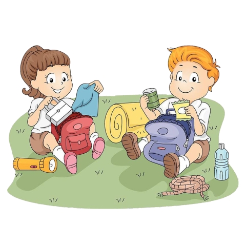 illustration of two children having a picnic