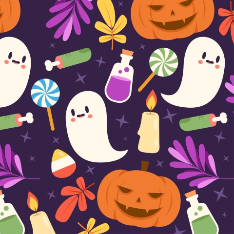 illustrations of cute Halloween graphics