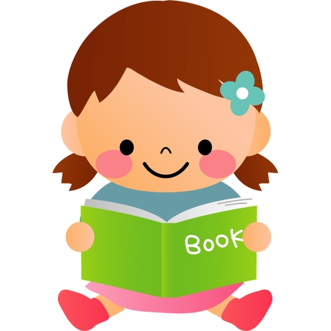 illustration of little girl reading