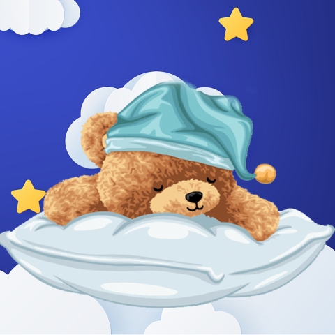 teddy bear sleeping on a cloud