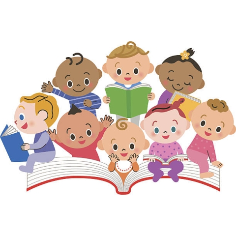 illustration of babies reading books