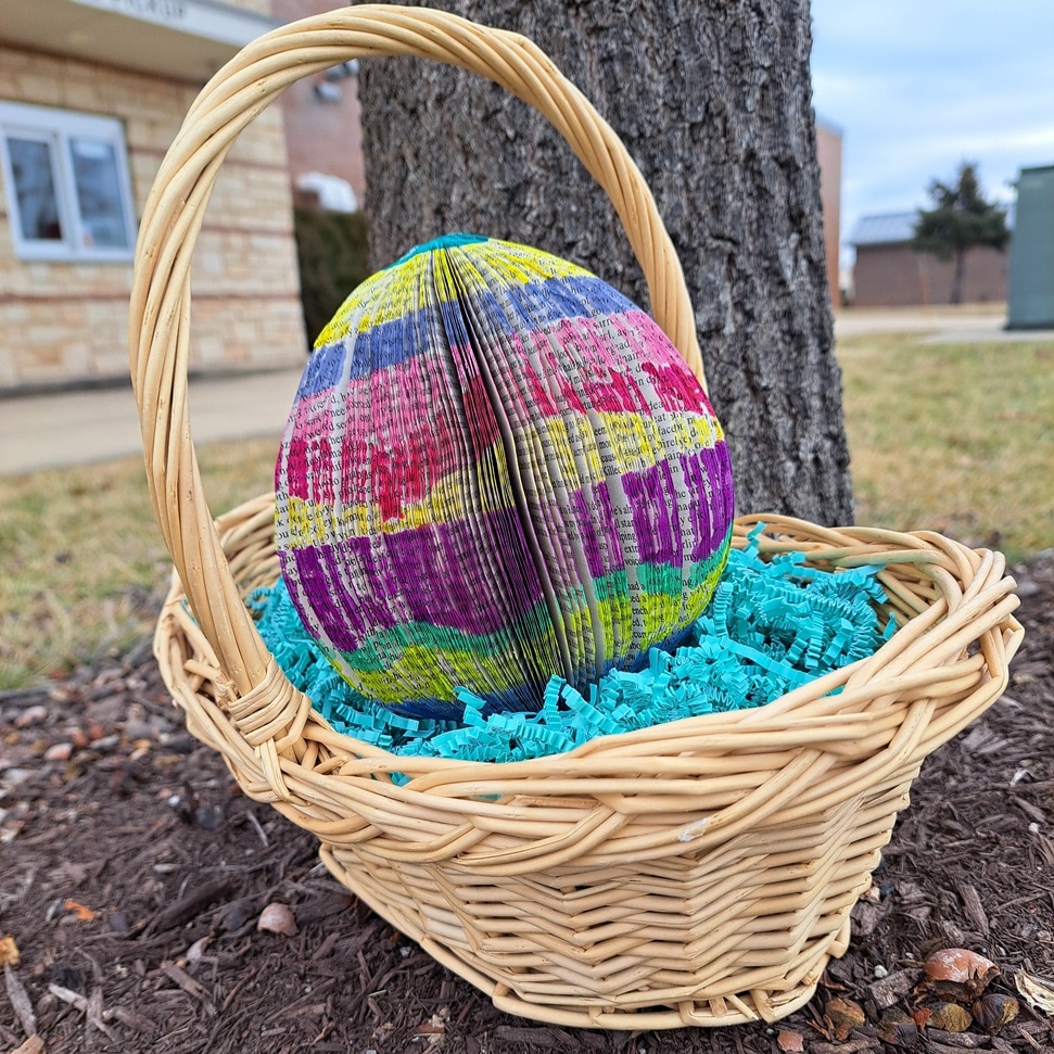 Sample paperback Easter egg in basket