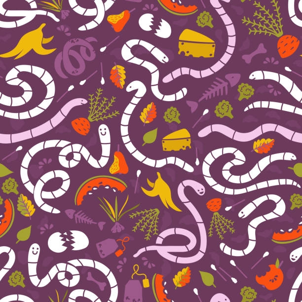 clipart of worms with food waste