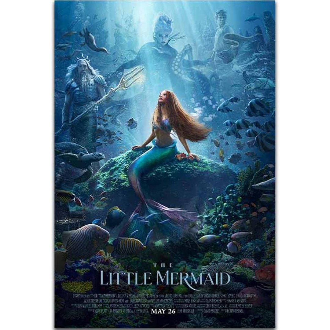 Movie poster for The Little Mermaid, mermaid in a blue sea