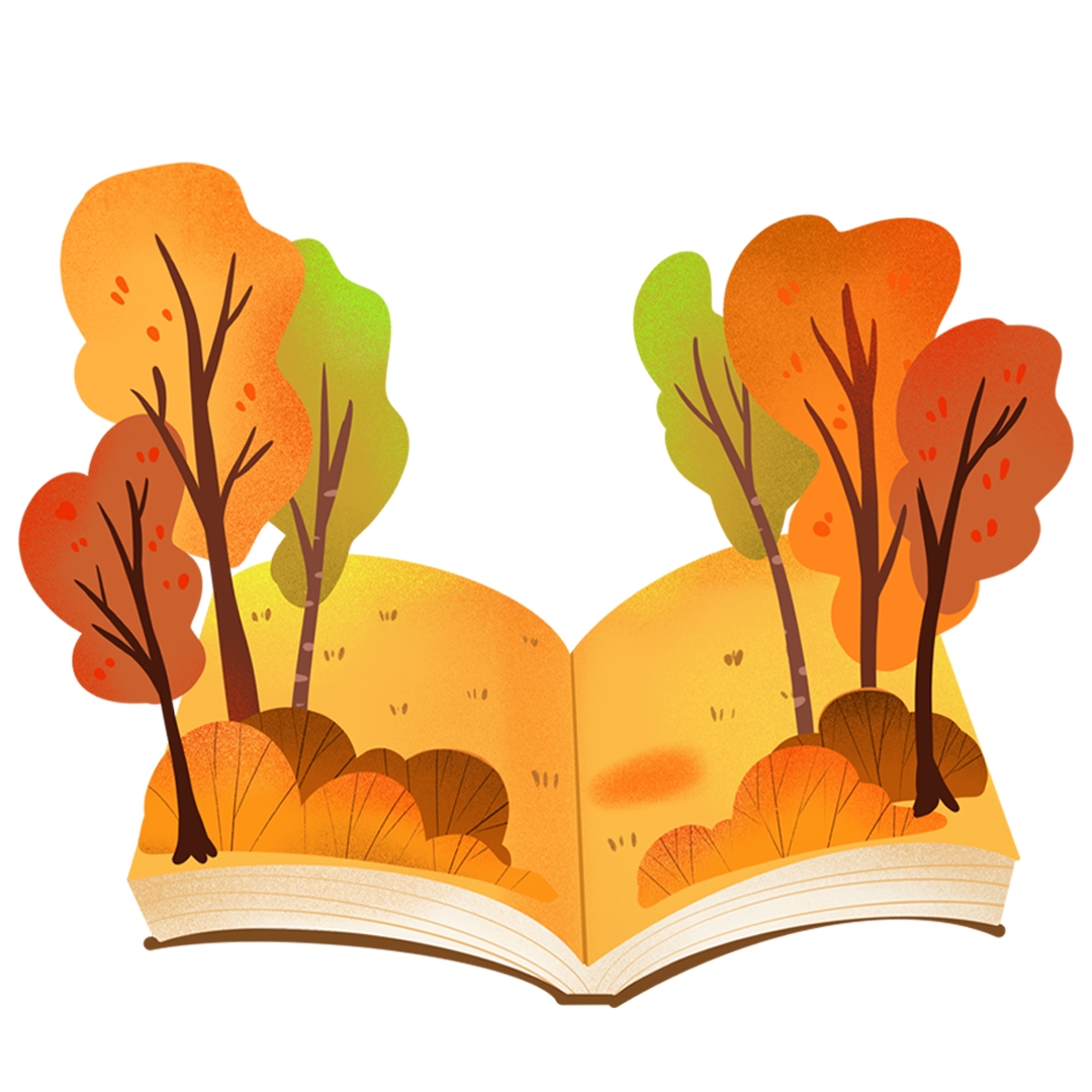 autumn trees popping out of a book