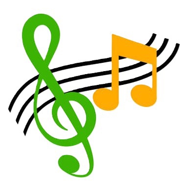 green and orange music notes