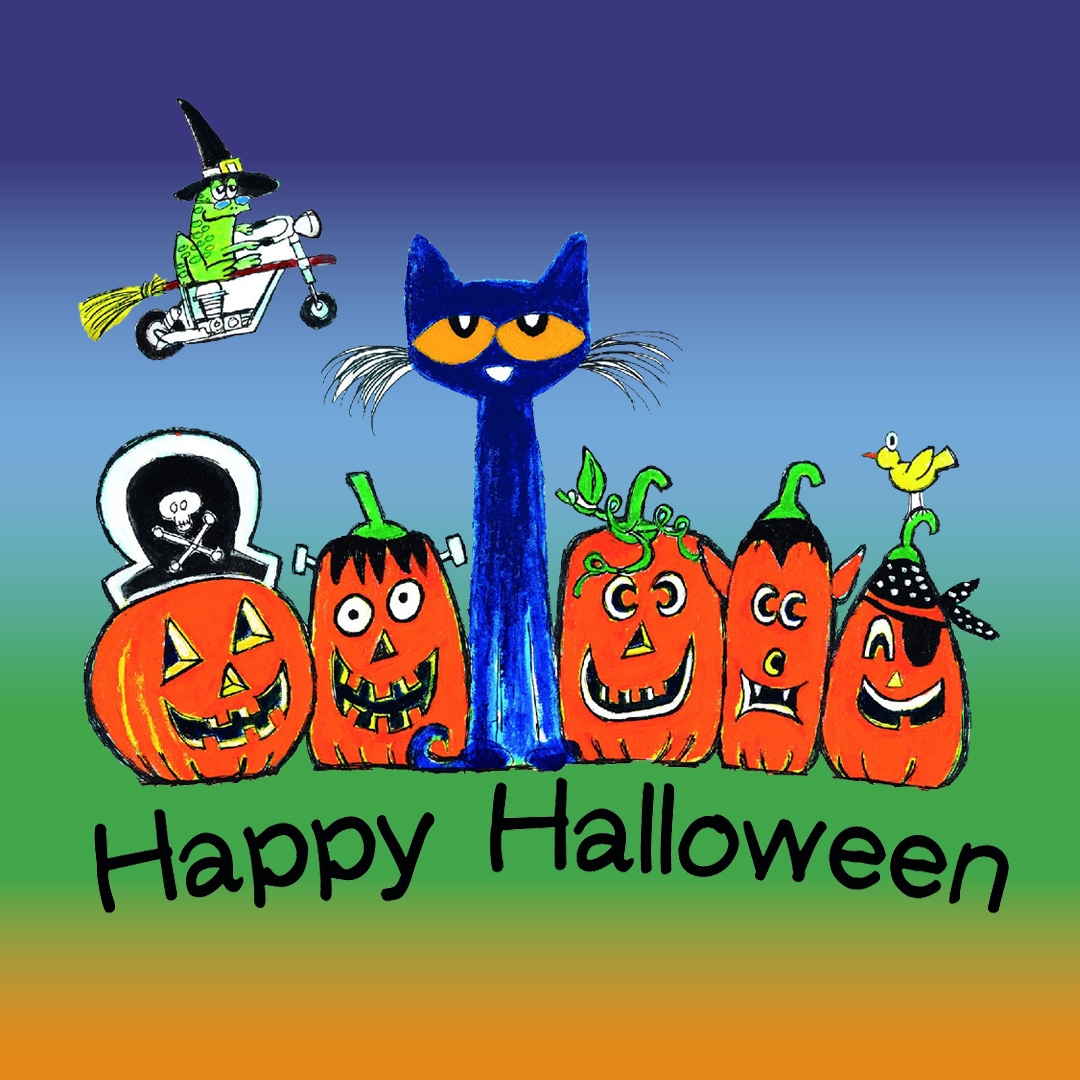 pete the cat with jack o' lanterns