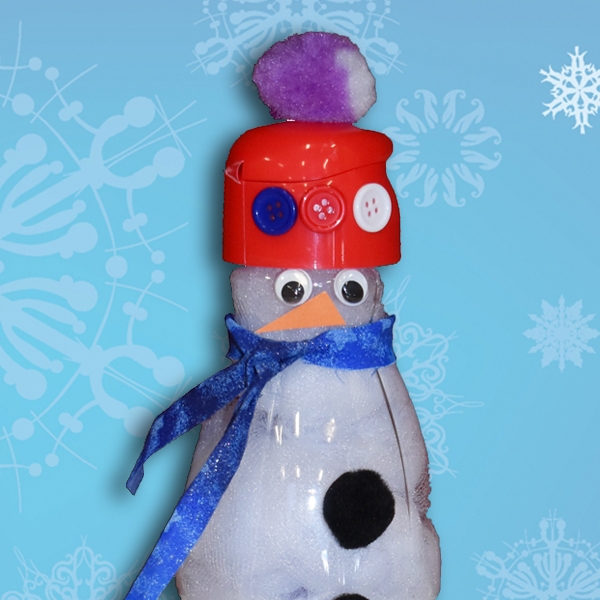 snowman made from recycled materials