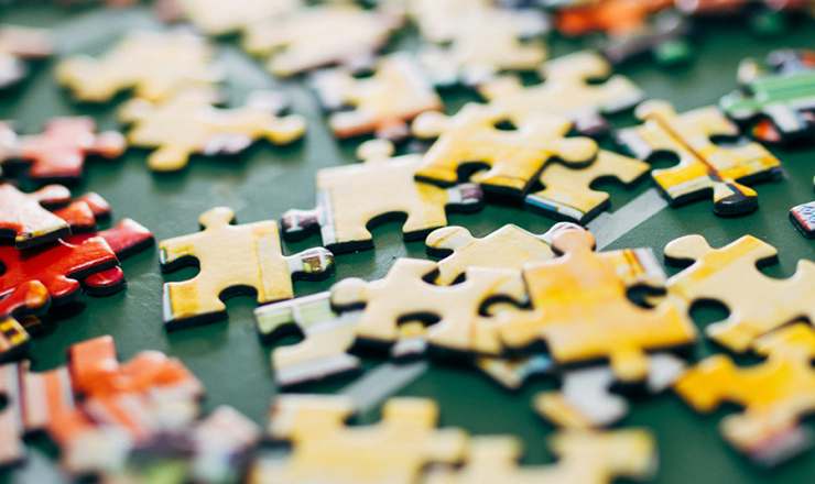 Puzzle pieces on table