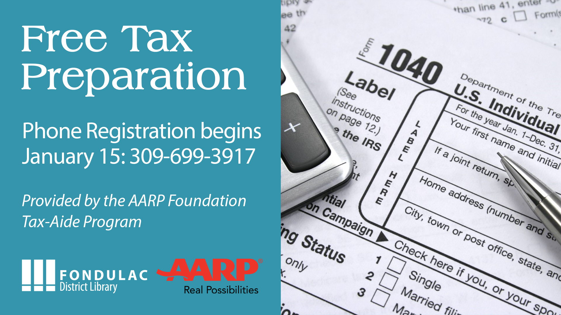 AARP Tax Preparation Assistance Fondulac District Library East